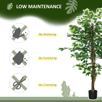 HOMCOM Artificial Ficus Tree, with Weighted Plant Pot - Green(m-5)