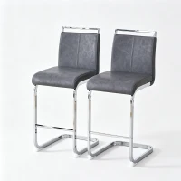 Lot de 2 tabourets de bar style nordique, design élégant, idéal pour cuisine, bar ou restaurant, 38.9x46.5x96.5 cm, Gris foncé+Argent(m-2)