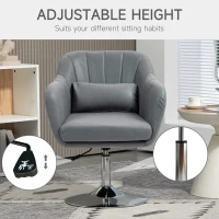 HOMCOM Swivel Microfibre Accent Chair for Living Room Contemporary Vanity Armchair with Adjustable Height Thick Cushion Lumbar Support Armrest for Bedroom Office Dark Grey(m-4)