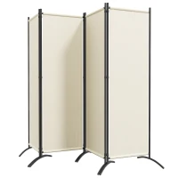 Outsunny Paravento da Esterno e Interno a 4 Pannelli Pieghevole, 221x50x172cm, Crema(m-11)