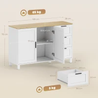 HOMCOM Modern Dressoir met Soft-Close Deuren, Koffiebarkast met 3 Lades en Verstelbare Plank, Wit(m-3)
