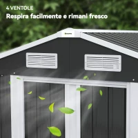 Outsunny Capanno da Giardino in Acciaio con 2 Porte Scorrevoli, Nero, 2,6 m²(m-6)