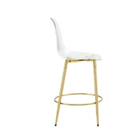 Lot de 2 tabourets de bar transparents au design flottant, adaptée aux îlots européens, 48,50x48,50x102,00 cm, doré, Transparent(m-9)