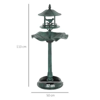 Outsunny 3-in-1 Garden Bird Bath, Freestanding Birdbath with Large Water Basin, Underneath Flower Planter, Φ50 x 113 cm, Green(m-3)