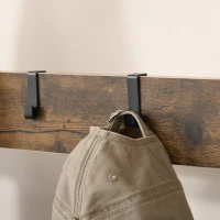 HOMCOM Coat Rack Stand Industrial hallway Shoe Rack Removable Hooks Metal Wood Hangers Storage Cabinet Rustic Brown 72L×34W×185H(cm)(m-8)