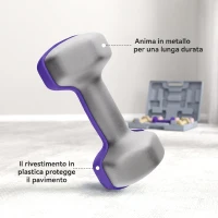 HOMCOM Set di Manubri Pesi Fitness da 12 kg con Impugnatura Antiscivolo e Valigetta, Multicolore(m-6)