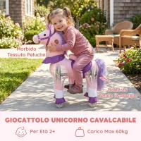 AIYAPLAY Cavallo per Bambini 2+ Anni con 4 Rotelle e Nitriti, Testa Girevole, Design a Pedali, Capacità 60 kg, Rosa(m-3)