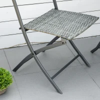Outsunny Ensemble Meubles de Jardin Design Table carré et chaises Pliables résine tressée Imitation rotin gris(m-8)