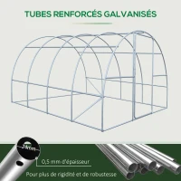 Outsunny Serre de Jardin Tunnel 12 m² 4L x 3l x 2H m Acier galvanisé renforcé + PE Haute densité fenêtres Porte Vert(m-7)