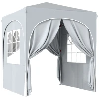 Outsunny Tonnelle de jardin 2 x 2 m pop up tente pliante réglable hauteur protection UV50+ 4 parois latérales sac gris clair(m-1)
