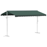 Outsunny Store Double Pente Manuel rétractable métal Polyester imperméabilisé 3,5L x 3l x 2,6H m Vert foncé(m-8)