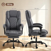HOMCOM Executive Home Office Chair Reclining Function Footrest Computer Desk Chair High Back, Grey(m-3)