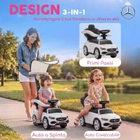 AIYAPLAY Macchina Cavalcabile per Bambini 1-3 Anni Mercedes-Benz con Barriera e Volante, Bianco(m-4)