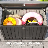 Outsunny Baule da Esterno da 400L in Acciaio Zincato con Serratura e 2 Chiavi 124x66x72 cm, Nero(m-4)