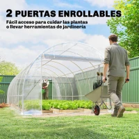 Outsunny Invernadero de Túnel 6x3x2 m con 2 Puertas Enrollables Estructura de Acero Galvanizado Cubierta PE Anti-UV Transparente(m-6)