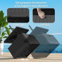 Outsunny Base para Sombrilla Exterior 3 en 1 Mesa Auxiliar Ajustable Macetero Soporte de Parasol Rellenable Arena 80 kg Negro(m-6)