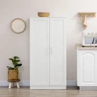 HOMCOM Credenza Cucina con 2 Ante, Ripiani Regolabili, per Sala da Pranzo Salotto, 80x43x160 cm, Bianco Effetto Legno(m-7)