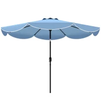 Outsunny Sombrilla Terraza Exterior Ø2,7 m Sombrilla con Inclinación Ajustable 3 Posiciones Manivela y Volante Azul Celeste(m-11)