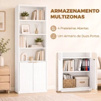 HOMCOM Biblioteca Alta e Estreita de 6 Níveis com 4 Compartimentos Abertos, Prateleira Ajustável e Fechos Magnéticos, Branca(m-4)