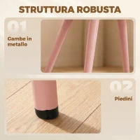HOMCOM Set 2 Sedie da Pranzo in Velluto con Seduta Imbottita e Gambe in Metallo, Rosa(m-6)