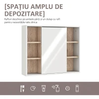 HOMCOM Dulap cu Oglindă din MDF și PAL cu 3 Rafturi Laterale și Raft Reglabil la Interior, 60x14,5x49,4 cm(m-8)
