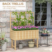 45 x 105cm Wooden Garden Planter, with Trellis - Natural(m-4)