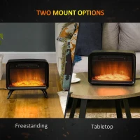 HOMCOM Electric Fireplace Stove, Freestanding or Tabletop, with LED Flame Effect, Overheating Protection, 800W/1600W(m-14)