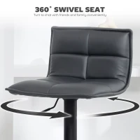 HOMCOM Set of Two Modern Faux Leather Bar Stools - Dark Grey(m-6)