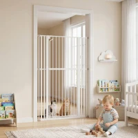 PawHut Barrera de Seguridad Niños Perros y Gatos Extra Alta 160cm Extensible 76-105cm para Puertas Escaleras Cierre Automático(m-2)