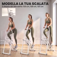 SPORTNOW Stepper Vertical Climber con Manubri Regolabile a 3 Livelli, Display LCD, Bianco(m-5)