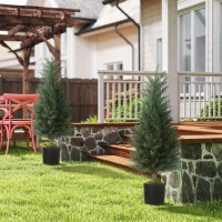 Outsunny Set 2 Piante Finte di Cipressi Alberi Anti-UV, Ø40x90 cm, Verde(m-10)