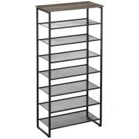 HOMCOM 8-Tier Shoe Rack, Shoe Storage Organizer with Mesh Shelves, Free Standing Shoe Shelf Stand for 21-24 Pairs of Shoes for Entryway, Hallway, Closet, Grey(m-10)