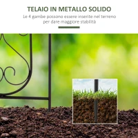Outsunny Portapiante Verticale Pieghevole con 5 Vasi da Esterno in Metallo, 82x12.5x150cm, Nero(m-5)