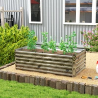 Outsunny Jardinera Exterior Grande Rectangular de Acero Galvanizado para Terraza con Base Abierta 180x90x57,5 cm Natural(m-2)