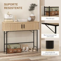 HOMCOM Mesa Consola Vintage Móvel de Entrada com 2 Portas de Correr e Compartimentos Consola de Entrada 100x30x80 cm Carvalho(m-7)