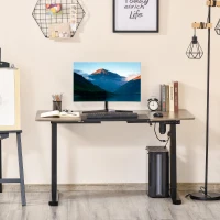 Vinsetto Escritorio Eléctrico con Altura Ajustable y 4 Teclas de Memoria para Oficina Hogar 140x70x72-116 cm Negro y Teca(m-10)