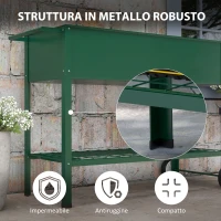 Outsunny Fioriera da Esterno con Mensola Inferiore Portautensili, in Metallo, 109x44x80 cm, Verde(m-6)
