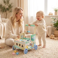 AIYAPLAY Girello per Bambini in Legno, Carrello Primi Passi con Vano Portaoggetti, per Bambini 1-3 Anni, Verde(m-8)