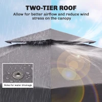 Outsunny 3(m) Gazebo Top Cover Double Tier Canopy Replacement Pavilion Roof Deep Grey(m-4)