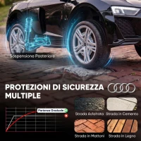 AIYAPLAY Macchina Elettrica per Bambini 3+ Anni 12V Audi R8 Spyder, 3-5 km/h con 2 Motori e Telecomando, Nero(m-7)