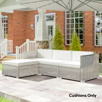 Outsunny 7-Piece Patio Furniture Cushions, Outdoor Loveseat Cushion with Removable Covers for Rattan Furniture, 60x60 cm, Cream(m-10)
