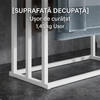 kleankin Suport independent pentru prosoape cu 3 bare din bambus și oțel, 45x22,5x86 cm, alb și culoarea lemnului(m-9)