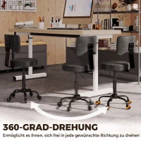 HOMCOM Rollhocker, höhenverstellbarer Salonstuhl aus PU-Leder mit Polstersitz, Rückenlehne und Rollen, Schwarz(m-5)