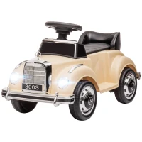 HOMCOM Macchina Elettrica per Bambini 18 Mesi-4 Anni con clacson, Musica e USB, Licenza Mercedes-Benz, Beige(m-11)