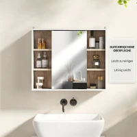 HOMCOM Dulap cu Oglindă din MDF și PAL cu 3 Rafturi Laterale și Raft Reglabil la Interior, 60x14,5x49,4 cm(m-13)