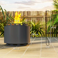 Outsunny Smokeless Fire Pit, 48.5cm Portable Wood Burning Firepit with Poker for Garden Camping Bonfire Party, Metal, Dark Grey(m-3)