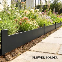 Outsunny 5pcs Garden Fence, Metal Picket Fence Panels, 102x20cm, Black(m-9)