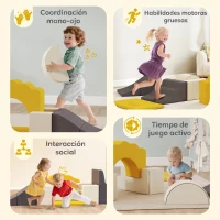AIYAPLAY Juego de 7 Bloques de Espuma para Niños Bloques de Psicomotricidad con Base Antideslizante para 0,5-3 Años Amarillo(m-6)