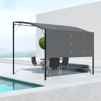 Outsunny 3 x 2.5m Patio Metal Gazebo Door Window Awning Wall Mount Metal Outdoor Shelter Charcoal Grey(m-2)