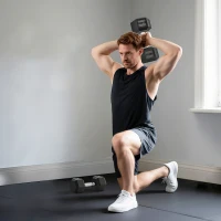 HOMCOM Ganteră Hexagonală din Cauciuc 12,5 kg, Portabilă, pentru Acasă sau Sală, Negru(m-9)